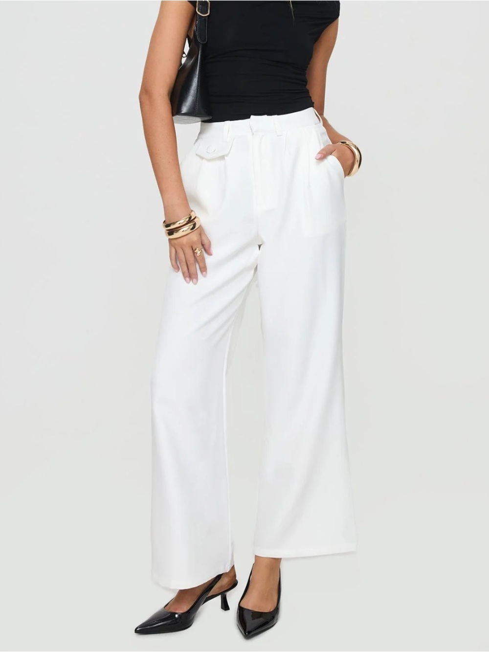 Princess Polly White High-Waist Dress Pants - Picture 4 of 6